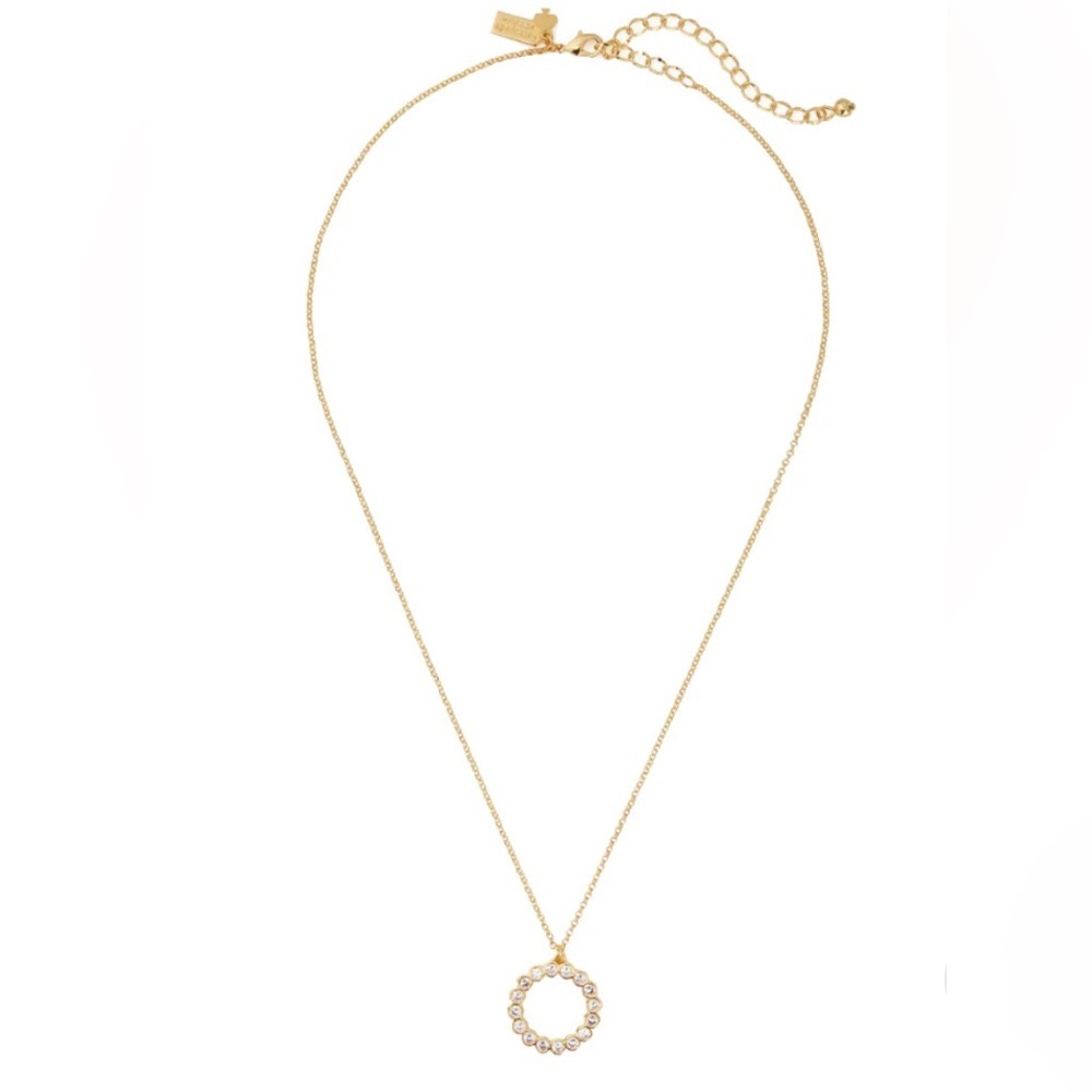 Kate Spade Full Circle Mini Pendant Necklace in Clear/ Gold